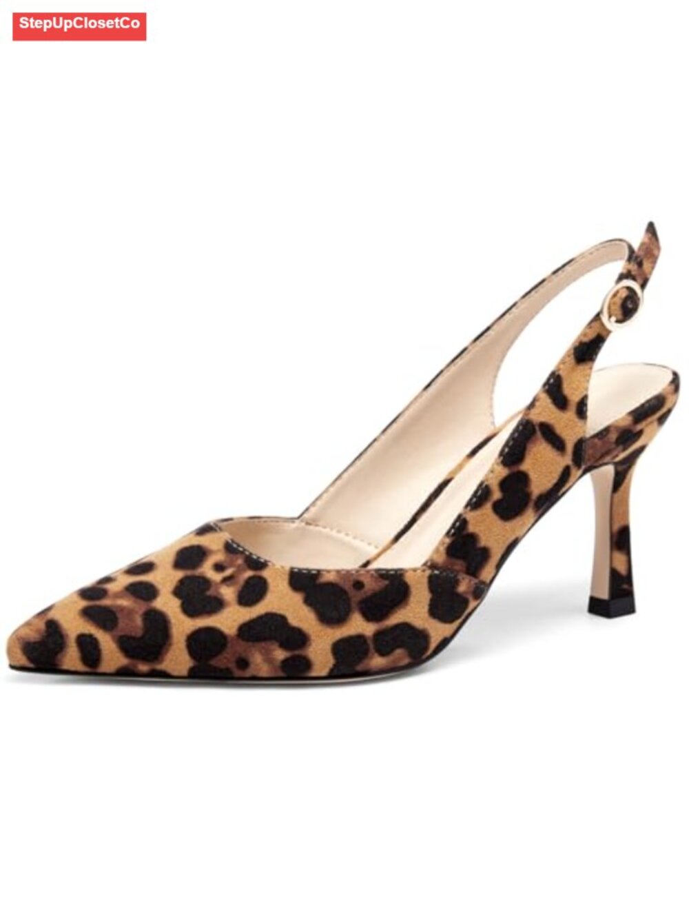 Faux Leather Slingback Kitten Heels Pointed Toe Wedding Party Pumps